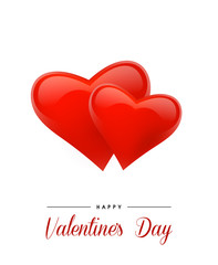Valentine's Day background with 3d hearts. Vector illustration. Cute love banner or greeting card