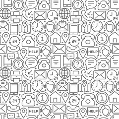 Contact us seamless pattern with thin line icons