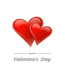 Valentine's Day background with 3d hearts. Vector illustration. Cute love banner or greeting card