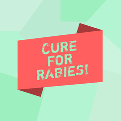 Conceptual hand writing showing Cure For Rabies. Business photo text Vaccination medicines to fight against illness lethal virus Blank Color Folded Banner Strip Flat Style Announcement Poster