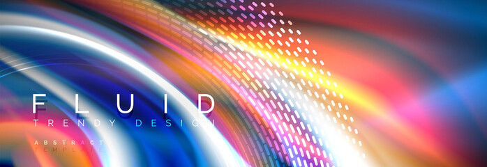 Fluid colors mixing glowing neon wave background, holographic texture