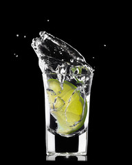 shot of tequila with splash