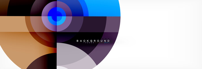 Obraz premium Minimal geometric circles and triangles abstract background, techno modern design, poster template