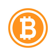 Bitcoin vector icon, symbol in flat digital design. App internet web