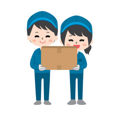 A worker with two cardboard boxes