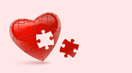 Puzzle heart. Vector illustration