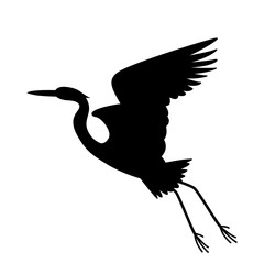 heron bird,   vector illustration,   black silhouette, profile