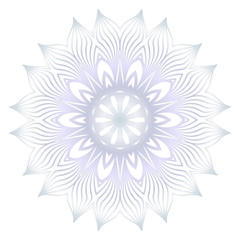 Beautiful Round Flower Mandala. Vector illustration. White gold color. For Design, Greeting Card, Invitation, Coloring Book. Arabic, Indian, Motifs.