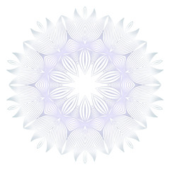 Beautiful Round Flower Mandala. Vector illustration. White gold color. For Design, Greeting Card, Invitation, Coloring Book. Arabic, Indian, Motifs.