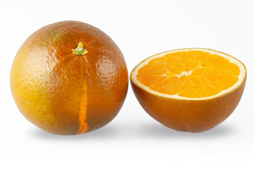 frische Schokoladen Orange, ganze Frucht und geschnitten, freigestellt