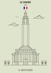 Obraz premium St. Joseph's Church in Le Havre, France. Landmark icon