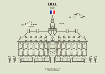 Vieille Bourse in Lille, France. Landmark icon