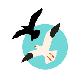 gull in flight ,vector illustration ,flat style, silhouette