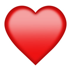 red heart button isolated on white with clipping path