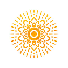 Beautiful Sun With Structure. Hand Drawn. Ornamental Mandala.