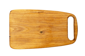Oak cutting board on a white background.
