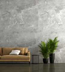 The loft living room and marble wall texture background 