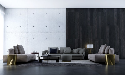 The modern living room and concrete wall texture background 