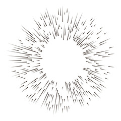 Vintage sunburst explosion lines.Fireworks black rays design element. Linear drawing vector. Linear radial burst