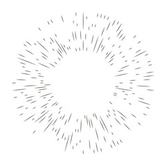 Vintage sunburst explosion lines.Fireworks black rays design element. Linear drawing vector. Linear radial burst