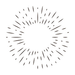Fototapeta premium Sun rays linear drawing. Isolated burst design elements. Vector vintage bursting rays illustration.Retro style vector. T-shirt print.