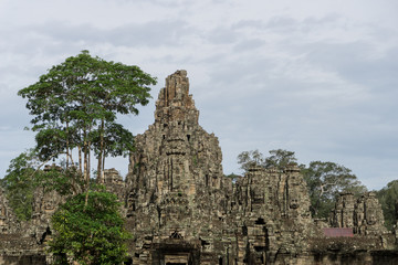 Fototapeta na wymiar The imposing Bayon temple near Angkor Wat in Siem Reap, Cambodia