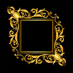 gold vintage frame on black