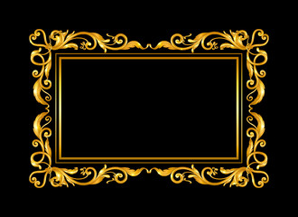 gold vintage frame on black