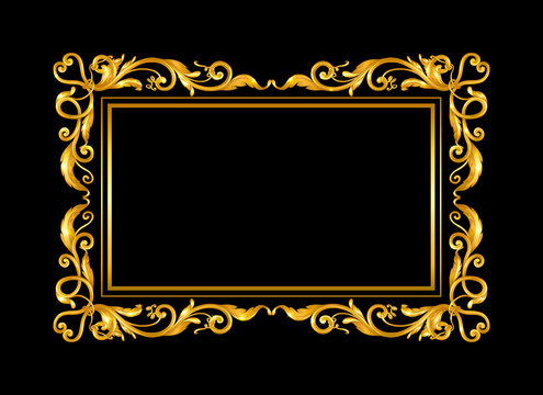 gold vintage frame on black