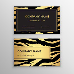 Business card trendy zebra and tiger pattern. © MilaDiArt17