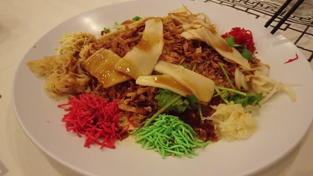 Yee Sang, a Chinese new year celebration dish