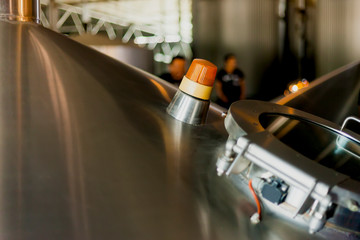 brewery stainless steel tanks. business concept brewed beer, beer production