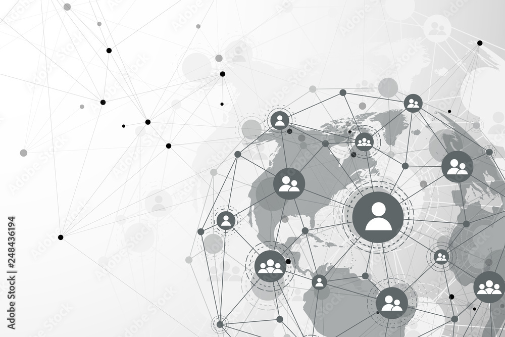 Leinwandbilder global network connection concept. big data visualization. social network communication in the globa