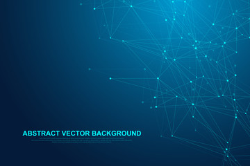 Futuristic abstract vector background blockchain technology. Deep web background. Peer to peer network business concept. Global cryptocurrency blockchain vector banner. Wave flow