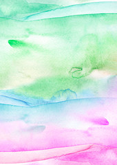 Watercolor seamless background, abstraction. Green paint, colors, paint splash. Used for a variety of design and decoration. Watercolor card, invitation, background.  Abstract paint splash.