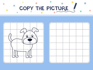 Dog. Copy the picture. Coloring book. Educational game for children. Cartoon vector illustration.