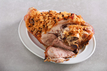 Roast  joint ham with crumble topping