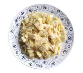 Fettuccine With Cabbage On a Plate Isolated
