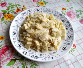 Small Square Noodles On a Plate
