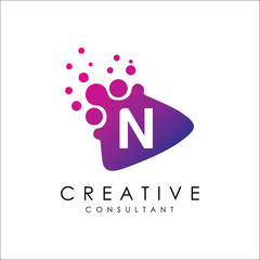 Dotted Play N Letter Logo