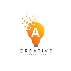 Creative Dotted Bulb A Letter Logo
