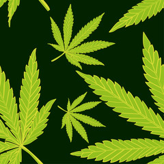 Cannabis leafs seamless vector pattern