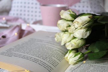 Book and flowers.
