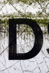 Written Wording in Distressed State Typography Found Letter D