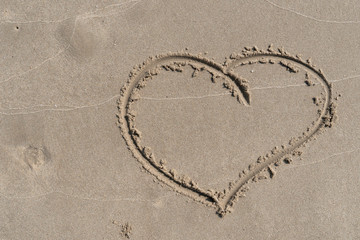 Heart symbol on the sand.