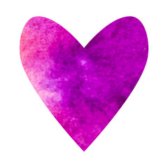 watercolor lilac heart, isolated, vector
