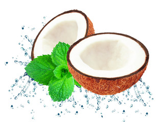 coconut water splash isolated on white background