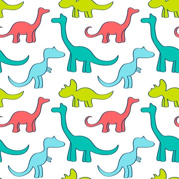 Seamless pattern with cute dinosaurs for children textile , wallpaper , posters and other design. Vector illustration. © Natalia