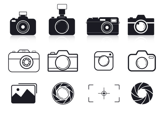 Camera icon. Detailed set of photo camera icons. Photography icons. Foto camera vector icon set