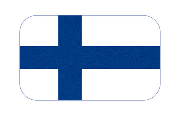 Flag of Finland. Scandinavian northern country. Isolated Finnish banner with scratched texture, grunge. Flat style, vector with noise, marble textured background. Horizontal orientation.
